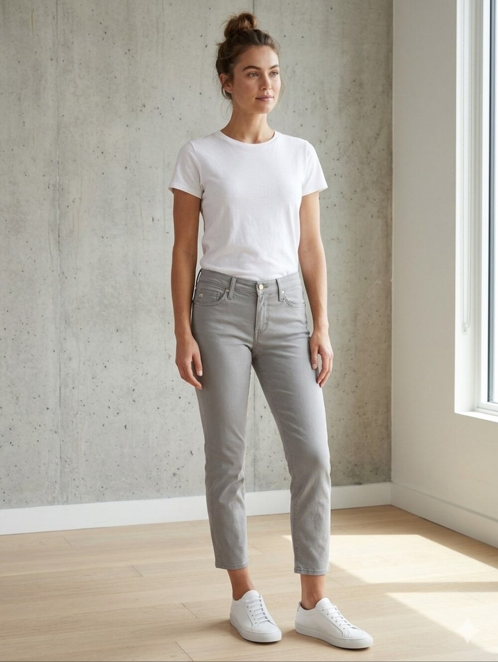 AG The Prima Crop Cigarette Crop Gray Stretchy Slim Jeans Women 27R